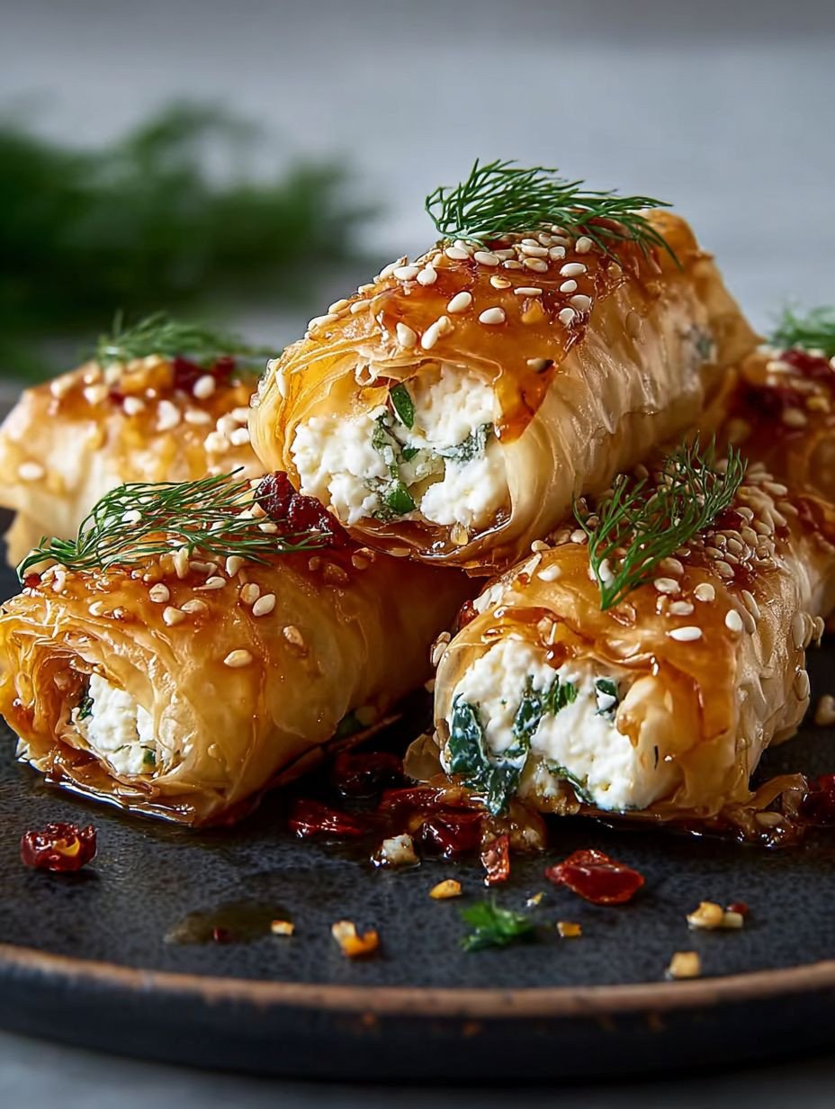 Airfryer Einfach Schnell Honig Chili Feta Rollen Knusprig image 2
