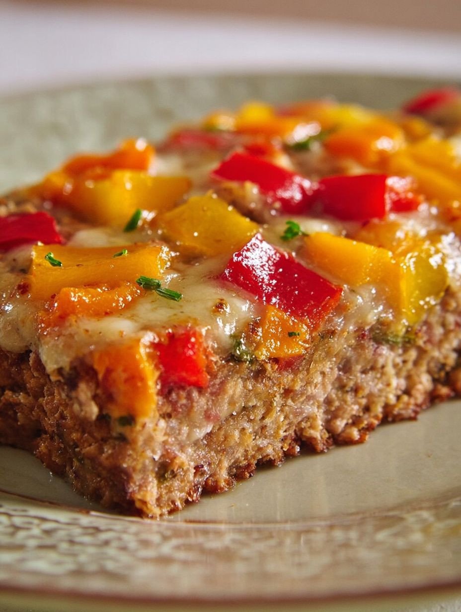 Bunter Hackbraten mit Paprika & Käse vom Ofenblech image 2