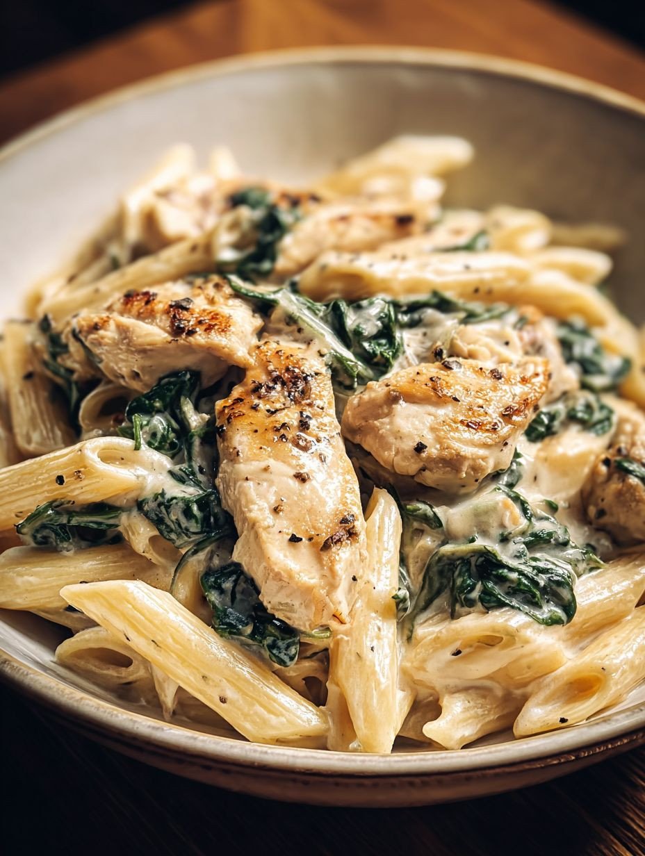 Einfache Gesunde Hähnchen Spinat Pasta Cremig image 2