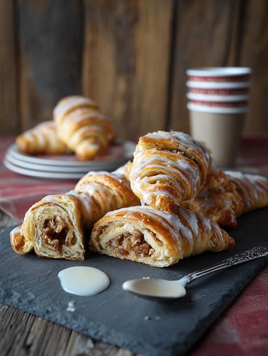 Einfache Schnelle Nuss-Hörnchen mit Zuckerguss Knusprig image 2