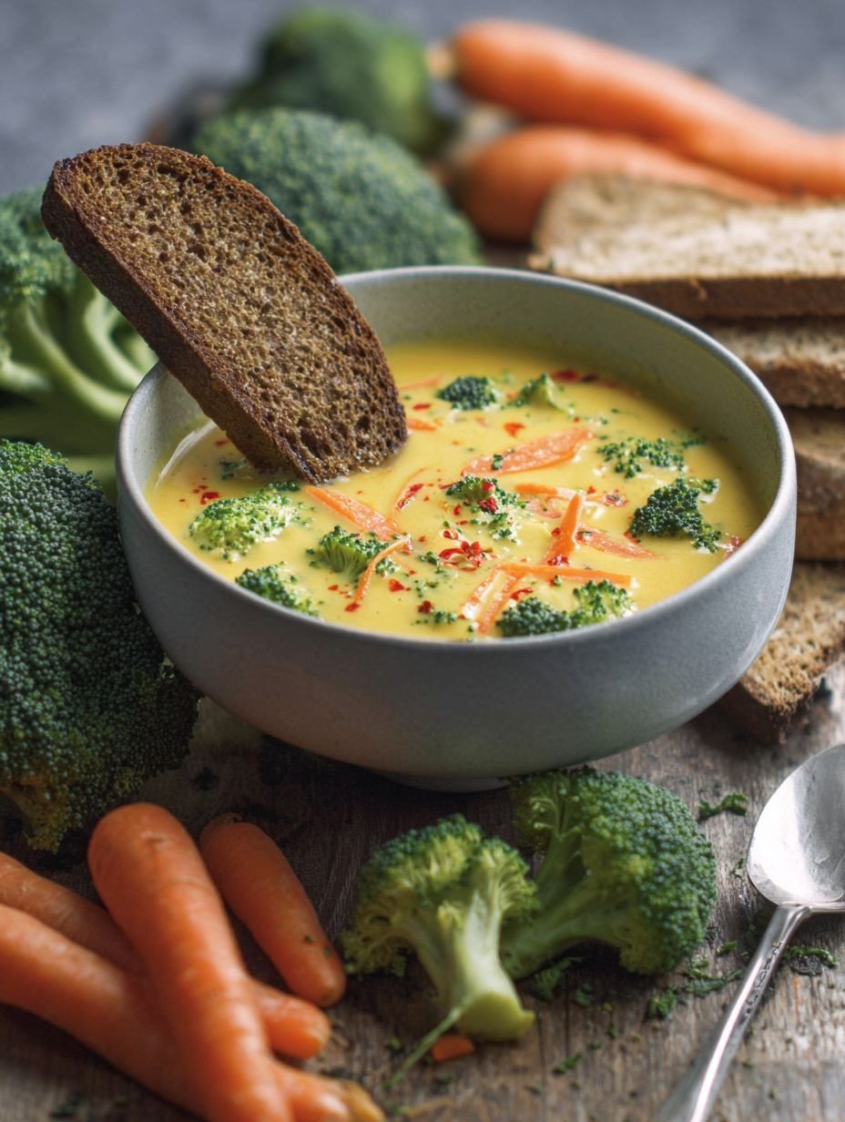 Cremige Brokkoli-Käse-Suppe mit Möhrchen selber machen image 2