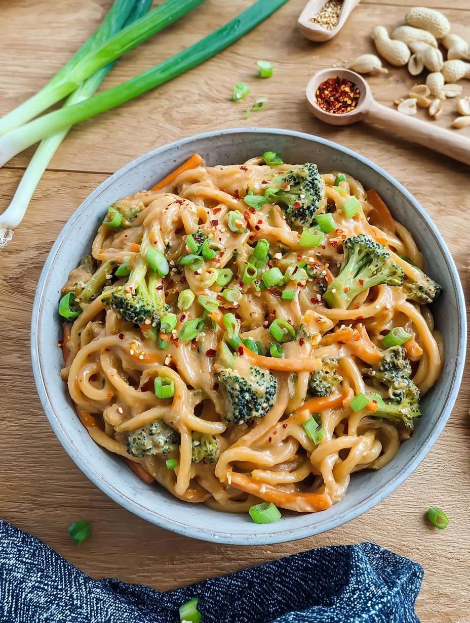 Cremige Udon Nudeln mit Erdnusssauce & Brokkoli image 2