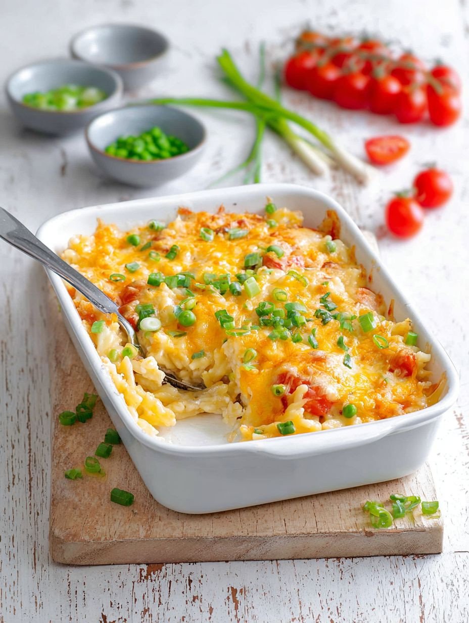 Cremiger Käse-Nudelauflauf mit Erbsen & Tomaten – einfach! image 2