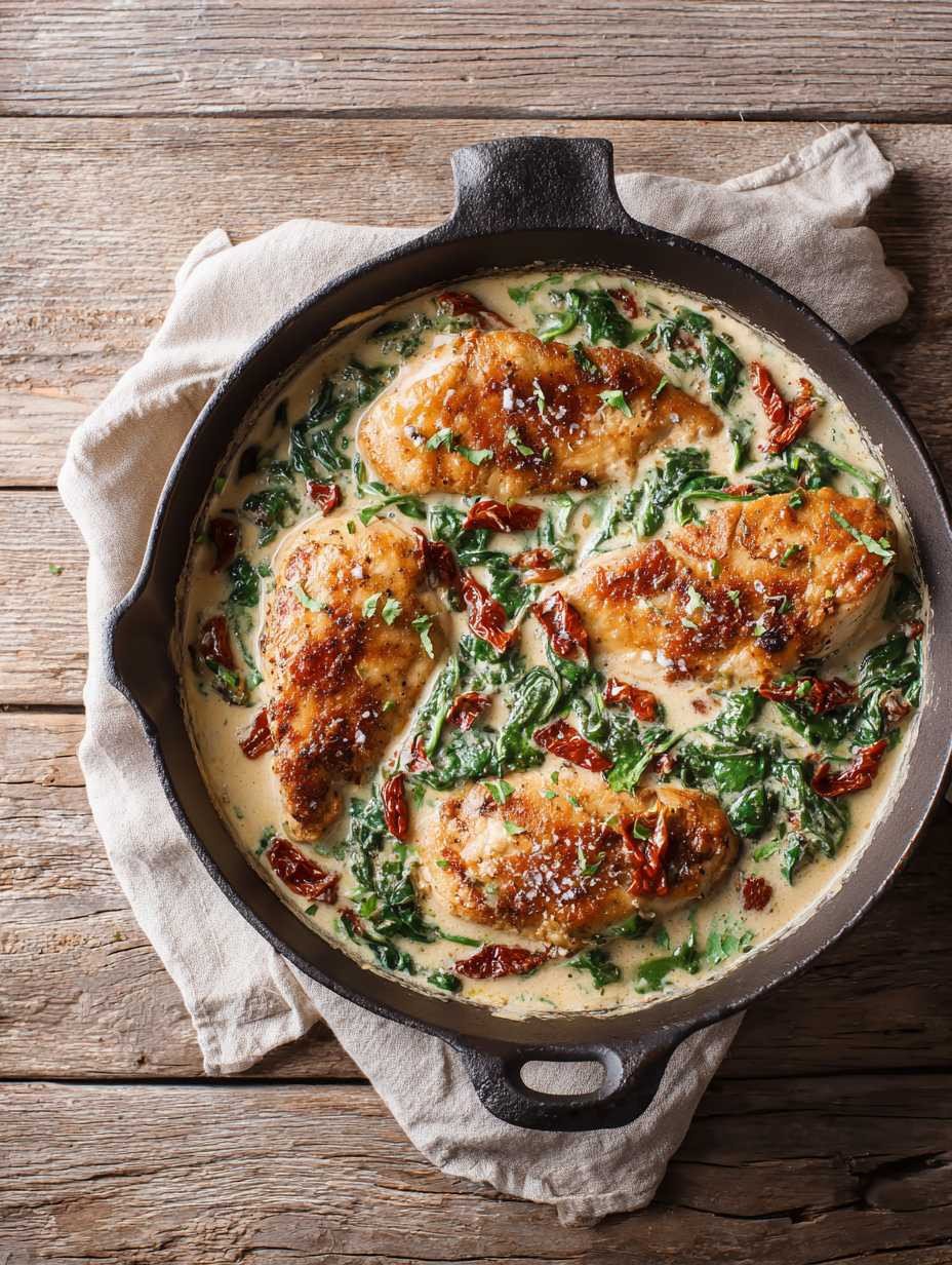 Cremiges Hähnchen mit Spinat und getrockneten Tomaten image 2