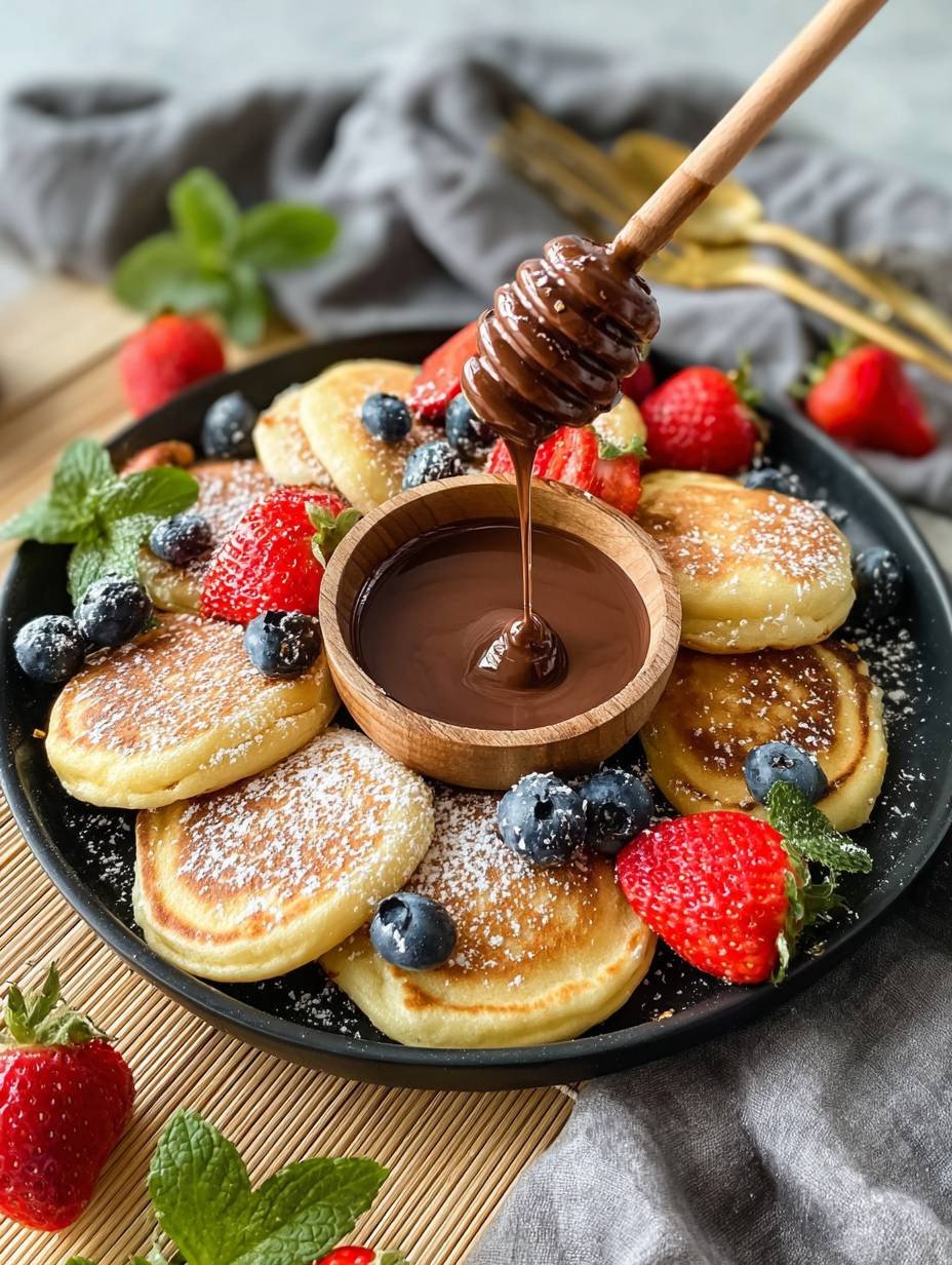 Fluffige Mini Pancakes mit Schokolade und Beeren image 2