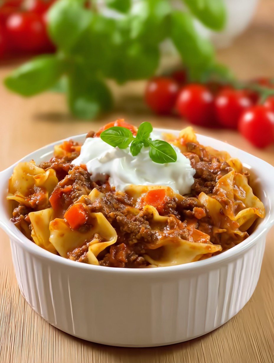 Herzhafte One Pot Pasta mit Hackfleisch & Schmand image 2