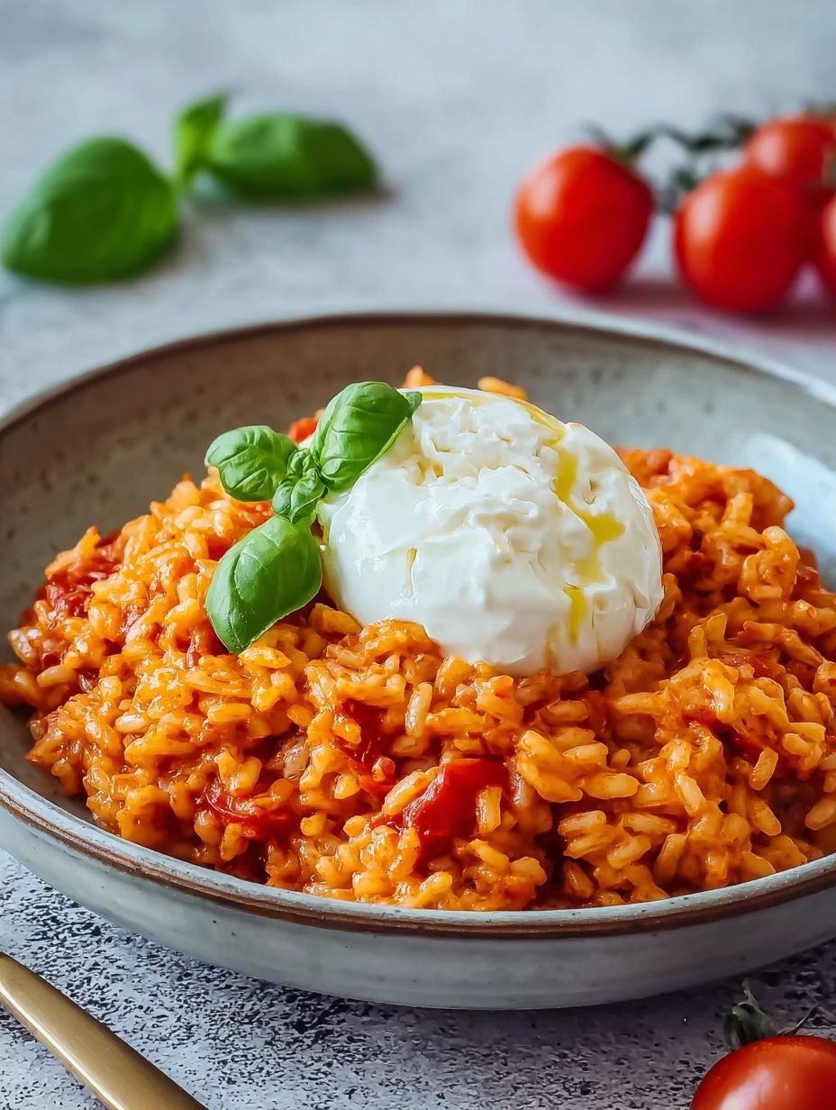 Himmlisches cremiges Tomatenrisotto mit Burrata image 2