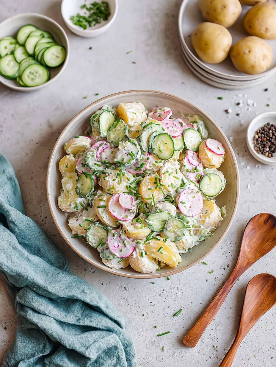 Leichter Joghurt-Kartoffelsalat mit Gurke image 2
