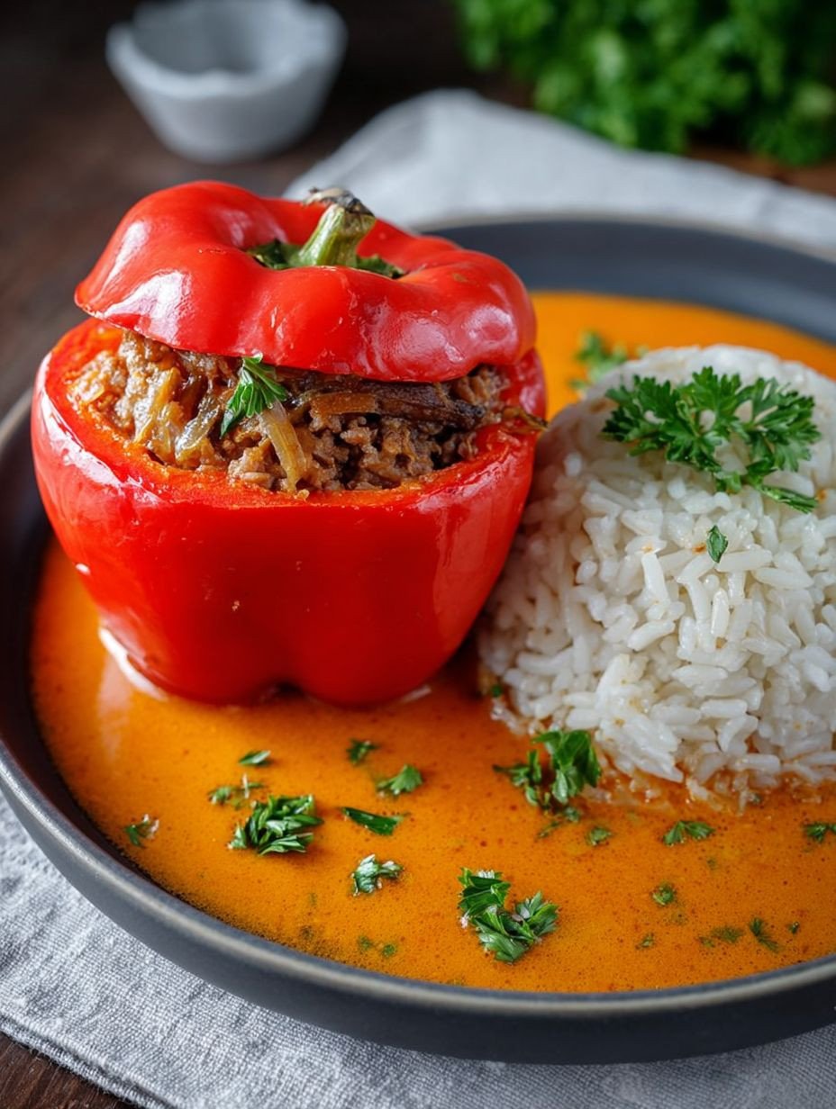 Saftige gefüllte Paprika mit cremiger Sauce. image 2