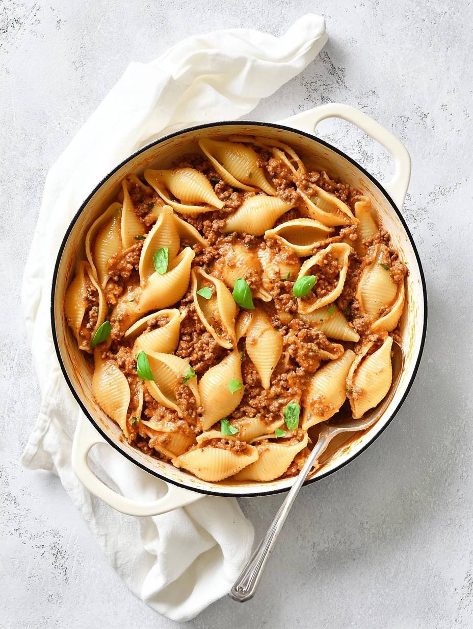 Schnelle Muschel-Nudeln in cremiger Hack-Soße image 2