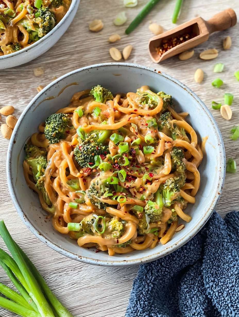 Schnelle Udon Nudeln mit Erdnusssauce & Gemüse image 2