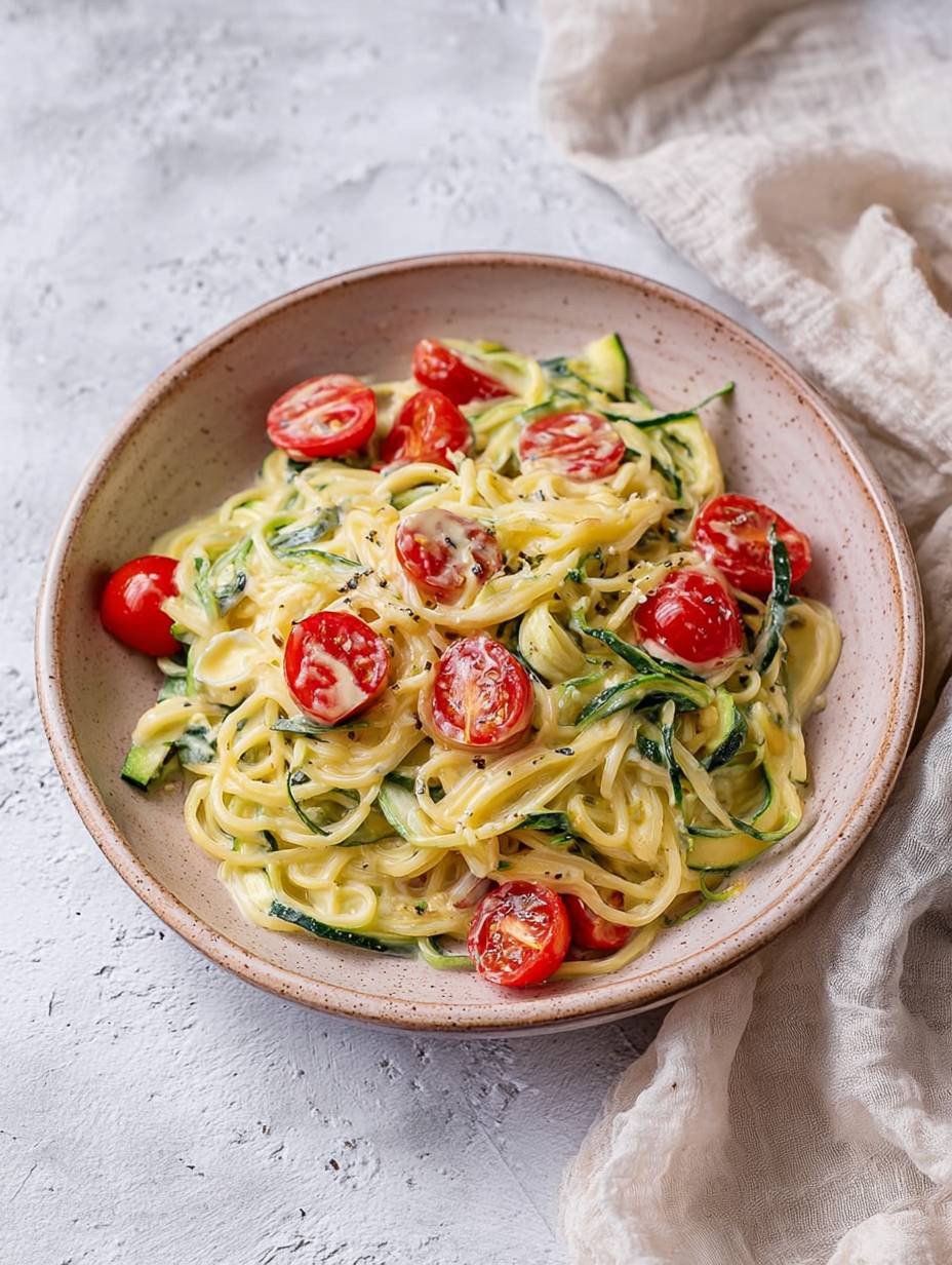 Schnelle Zucchini-Spaghetti mit Frischkäse-Soße. image 2