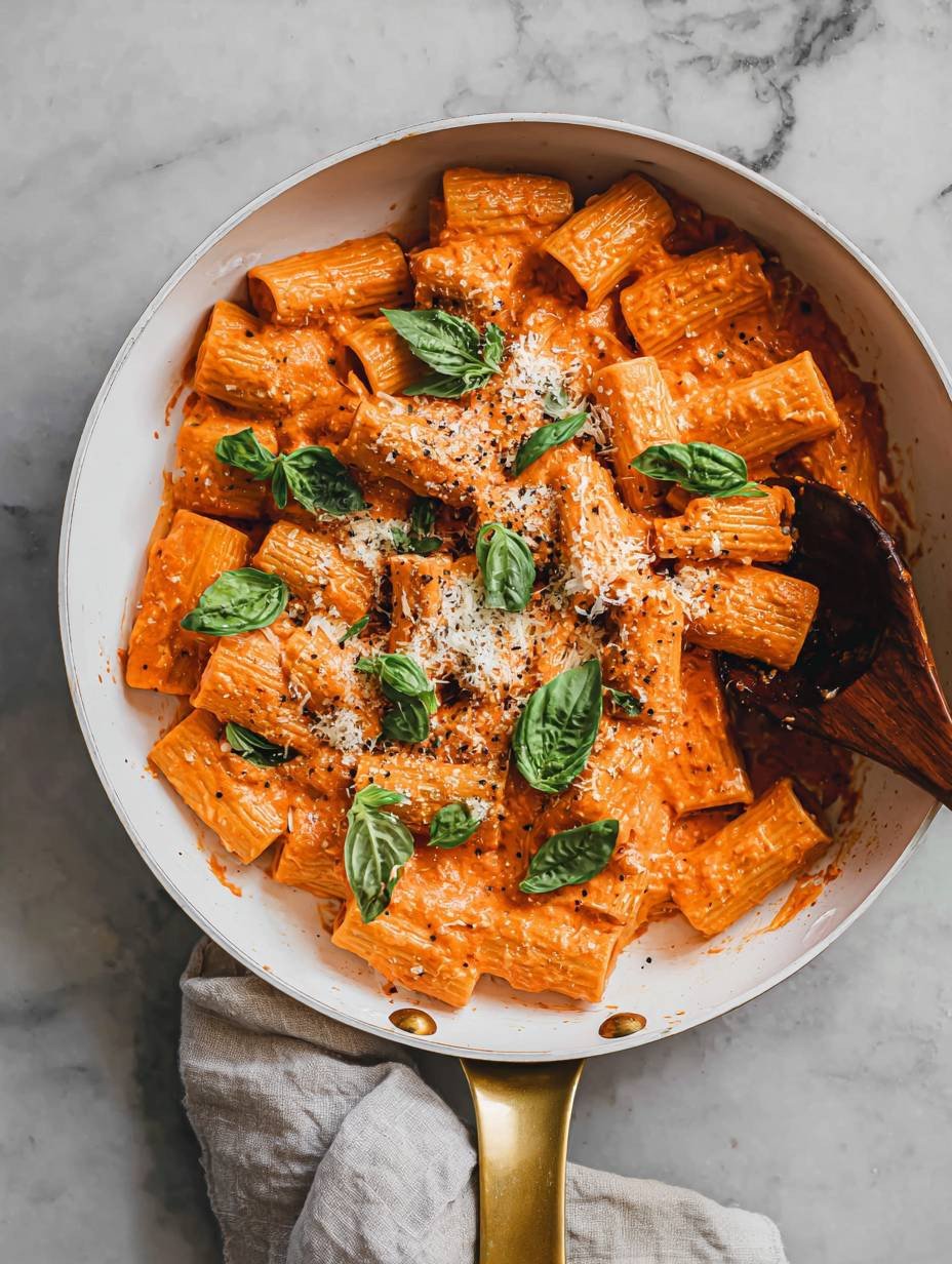 Traumhafte cremige Tomatenpasta mit Basilikum. image 2