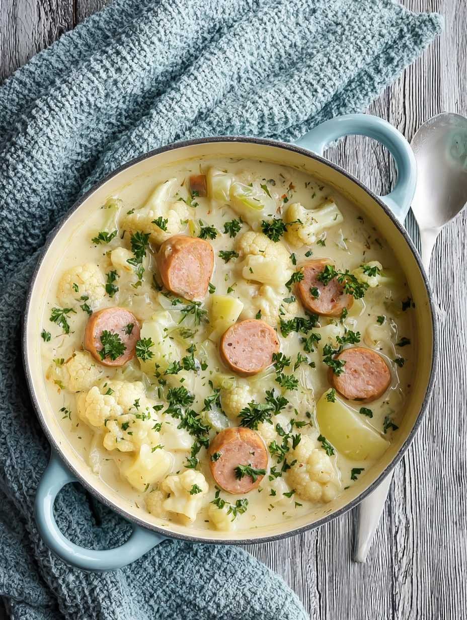 Wohlfühl-Eintopf mit Blumenkohl, Kartoffel & Wurst. image 2