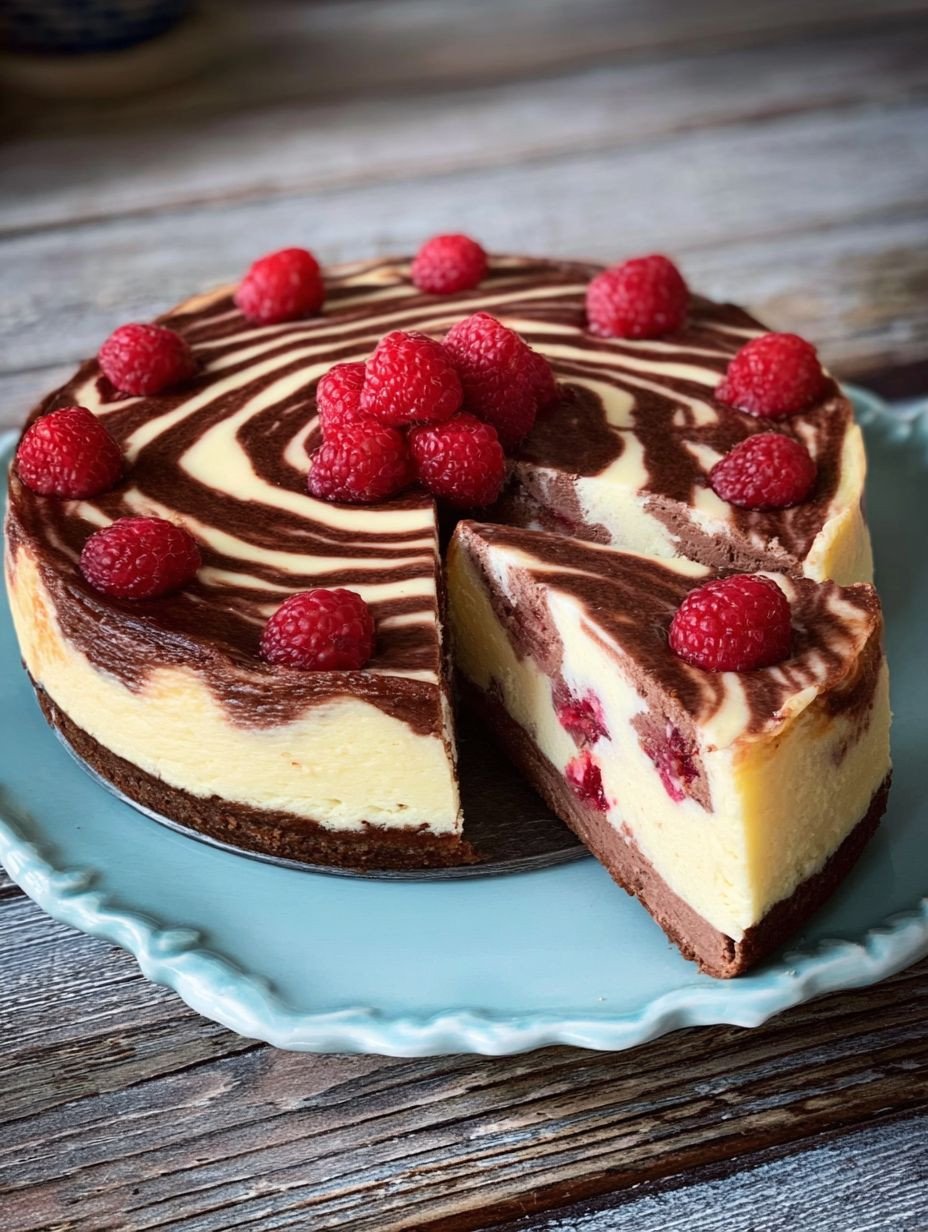 Der cremigste Zebra-Käsekuchen mit Himbeeren image 2