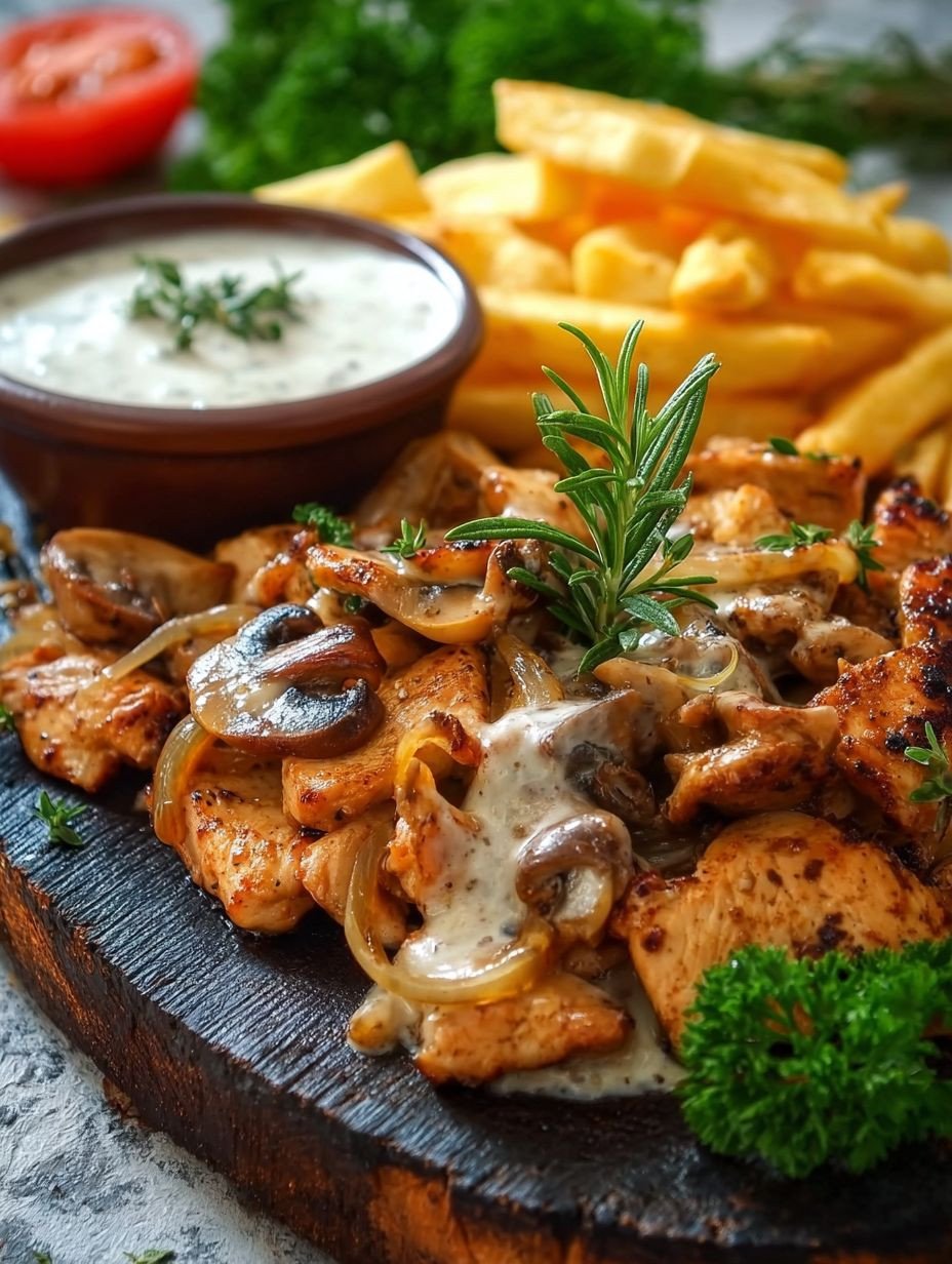 Schnelles Hähnchengyros mit Schmandsoße & Pommes image 2